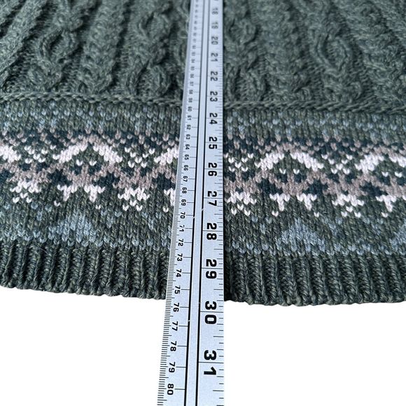 Aran Crafts Merino Fair Isle Zip Cardigan Sweater Women’s Small Green Hood New - Picture 9 of 9